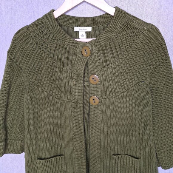 💙 Dress Barn Thick Knit Cardigan 3/4 Sleeve Sweater Size S/M Cottage Warm Cozy - Picture 3 of 7
